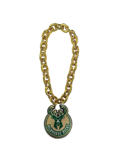 Aminco Oversized Bling Global Logo Gold Milwaukee Bucks Chain Necklace