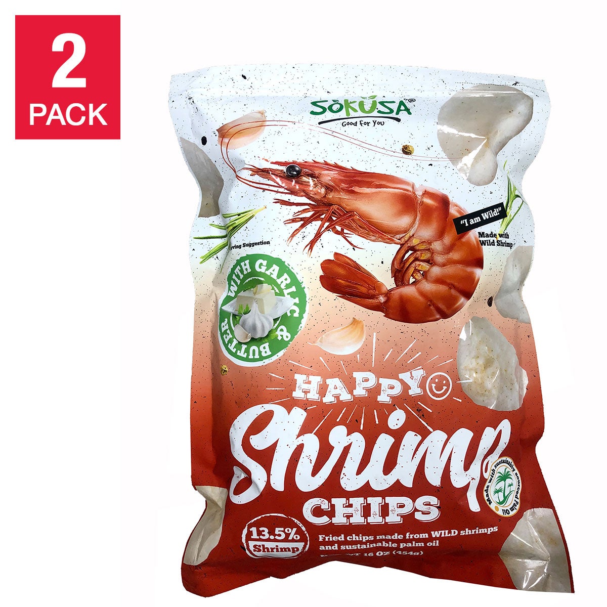 Shrimp Chips with Garlic and Butter 16 oz 2-Pack
