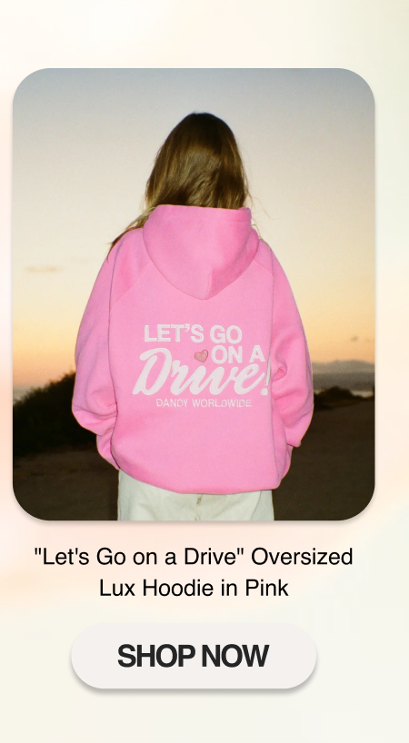 "Let's Go on a Drive" Oversized Lux Hoodie in Pink