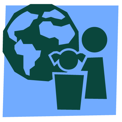 Icon of the globe and children