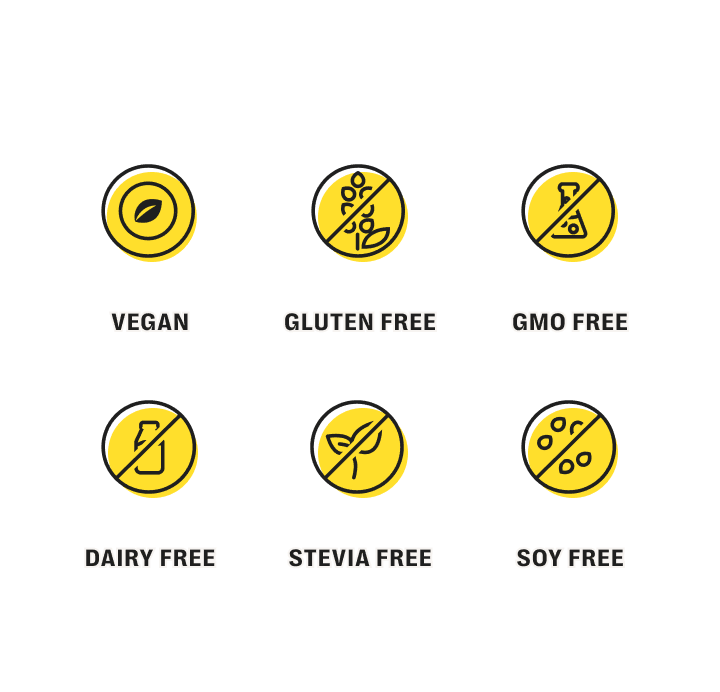 vegan - gluten free - gmo free - dairy free - stevia free - soy free