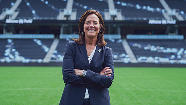 Departing CEO Shari Ballard at Allianz Field