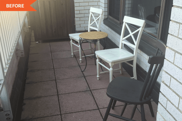 Before and After: IKEA Tiles and a Bright Blue Paint Made This Balcony Unrecognizable
