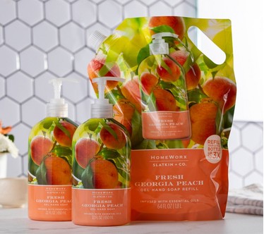 HomeWorx by Slatkin + Co. S/2 Hand Soaps & Refill Fresh Georgia Peach