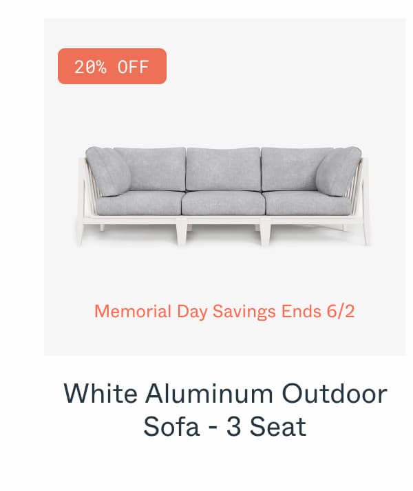White Aluminum Outdoor Sofa - 3 Seat