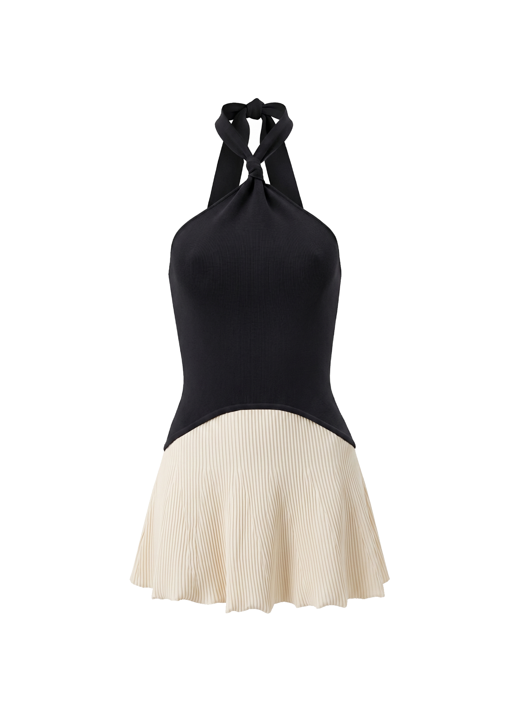 Mini dress with black top and white skirt