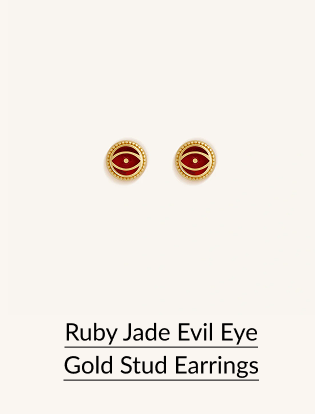 Ruby Jade Evil Eye Gold Stud Earrings