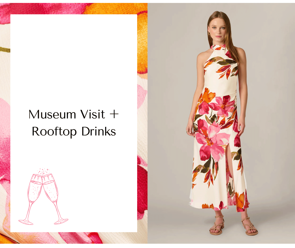 Floral Printed Satin Midi Halter Dress In Champagne Multi