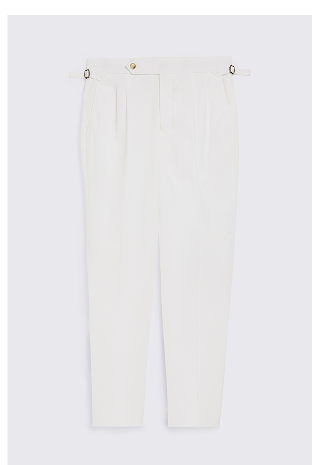 White Cotton Pleated Trouser