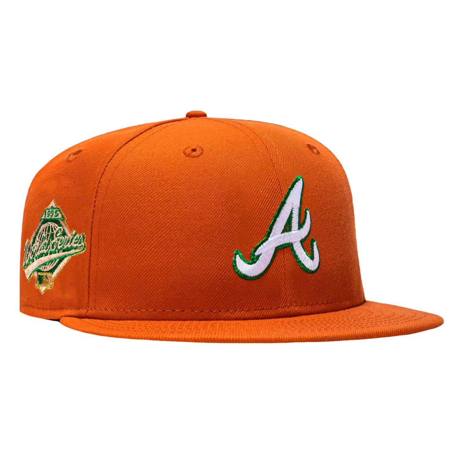 Image of New Era 59Fifty Terra Cotta Atlanta Braves 1992 World Series Patch Hat - Light Burnt Orange