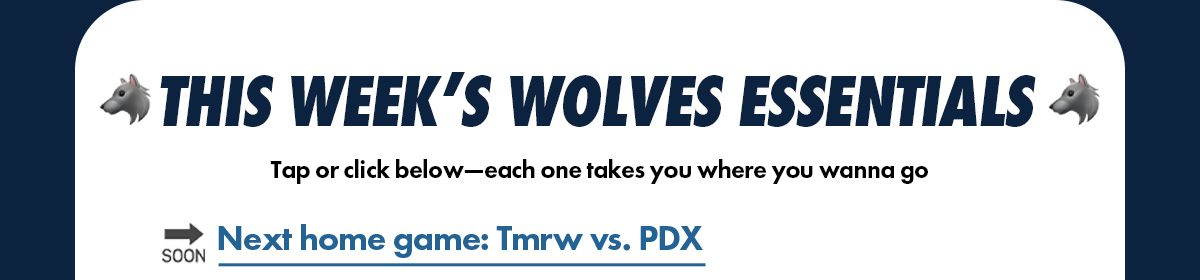 Next home game: Tmrw vs PDX