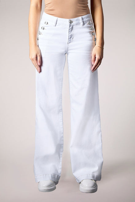 Ariana Mid Rise Wide Leg- White