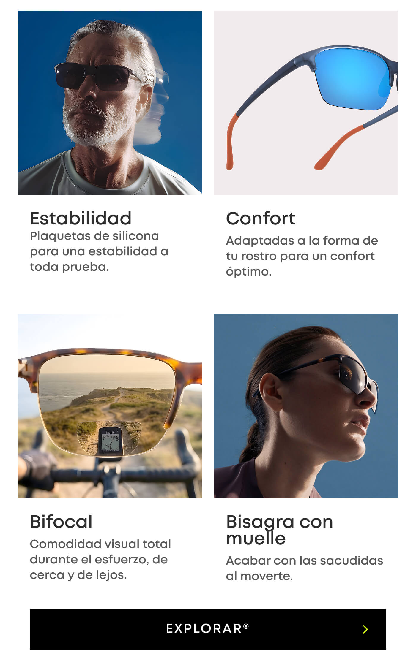 Stability, comfort, bifocal, notched hinge
