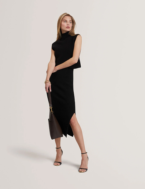 2-in-1 Sleeveless Knit Midi Dress with Tank
