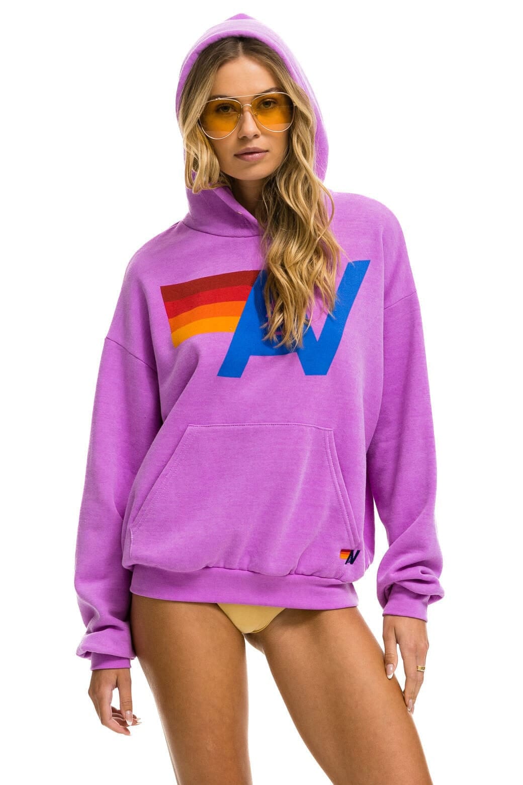 Image of LOGO PULLOVER RELAXED HOODIE - NEON PURPLE