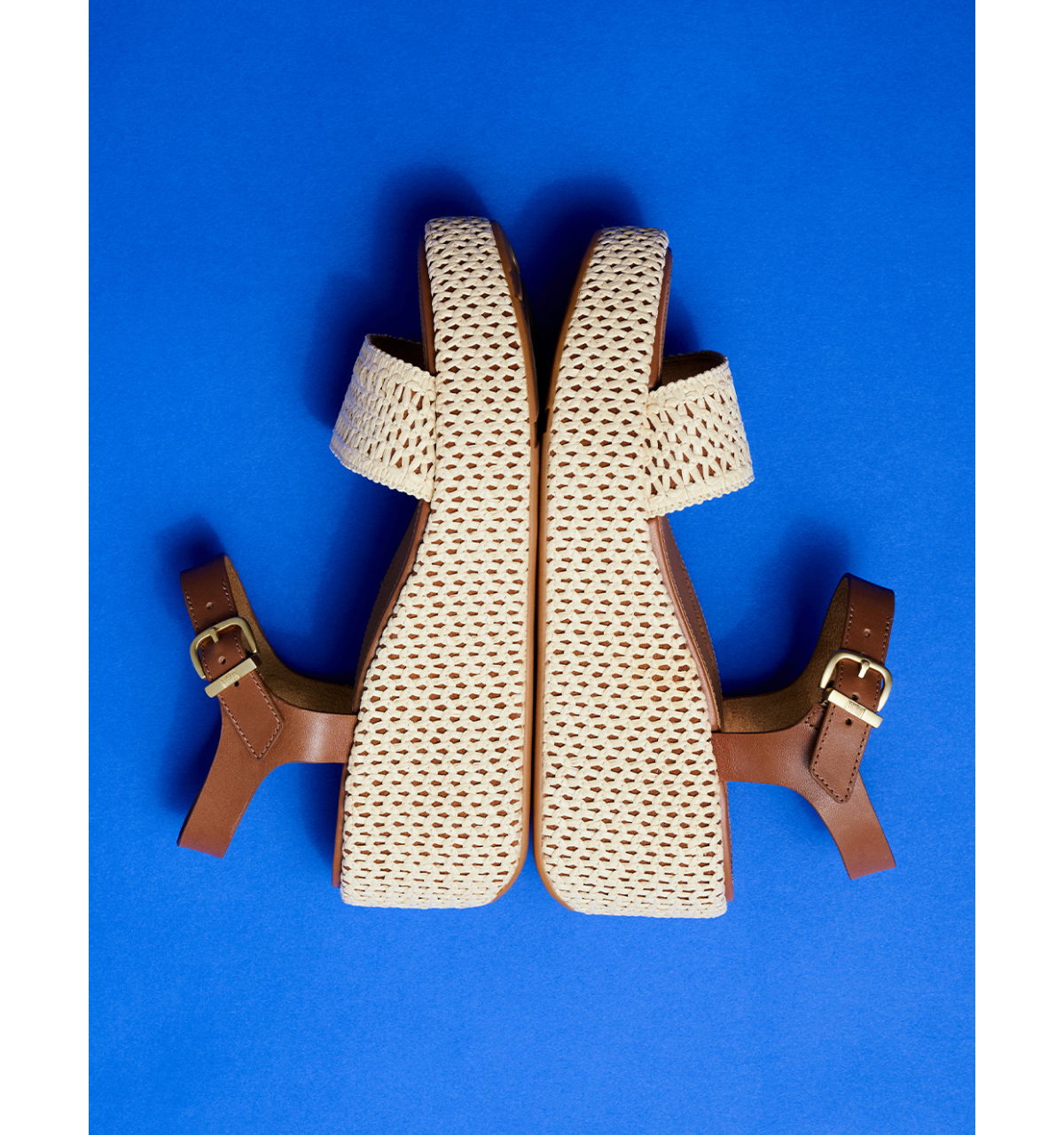 PLATFFORMS Woven Wedge Ankle-Strap Sandals Image