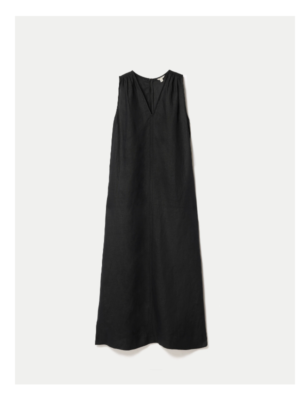V Neck Sleeveless Linen Dress