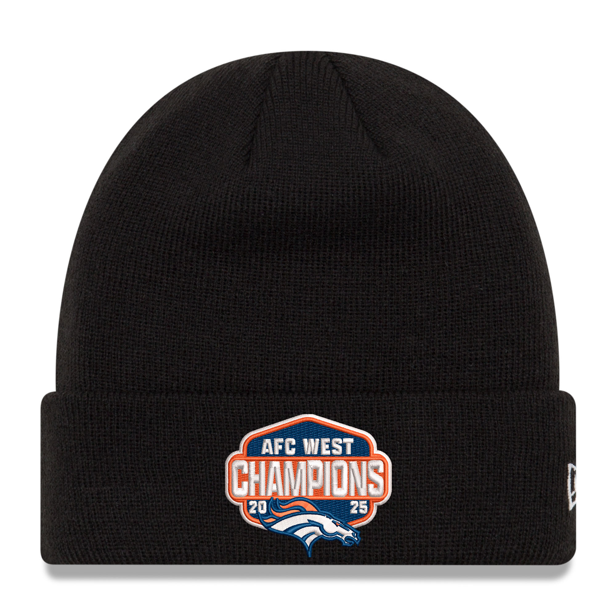 Denver Broncos New Era 2025 AFC West Division Champions Cuffed Knit Hat - Black