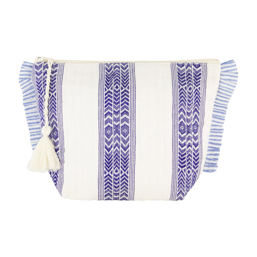 La Plage Ruffle Pouch Navy Dobby Stripe