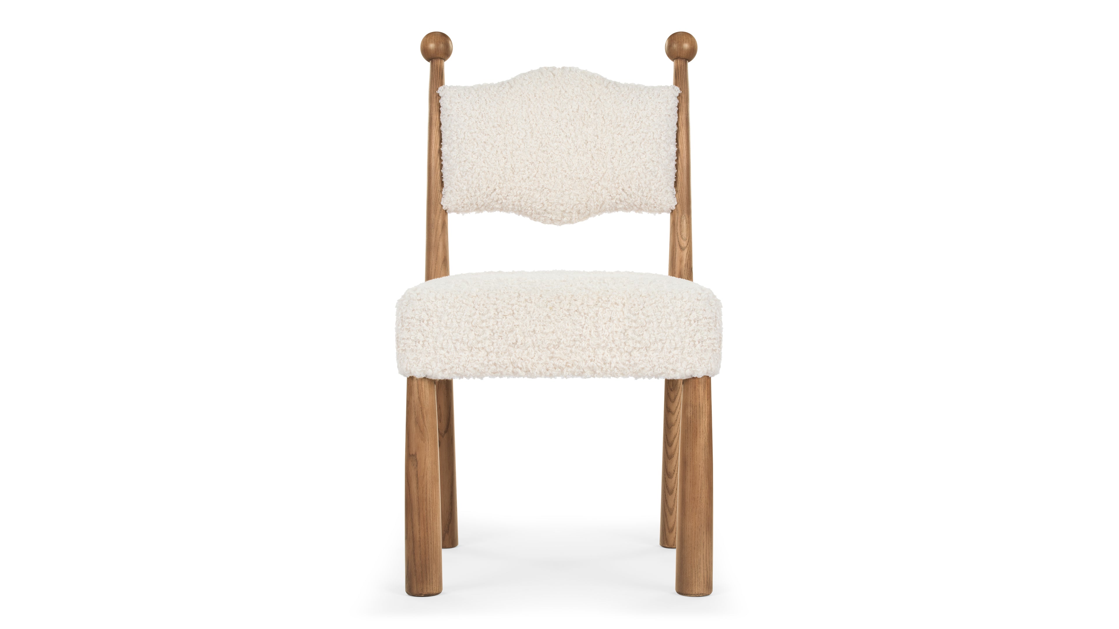 Image of Boheme - Boheme Side Chair, Cream Teddy Sherpa and Walnut Stain