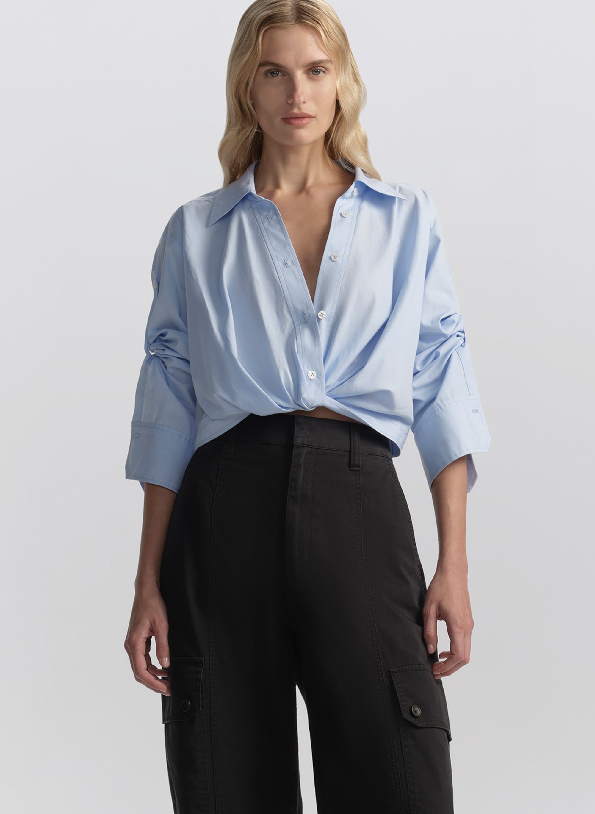 Image of Leo Cropped Cotton Shirt