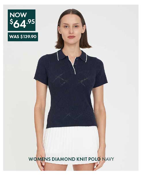 WOMENS DIAMOND KNIT POLO NAVY