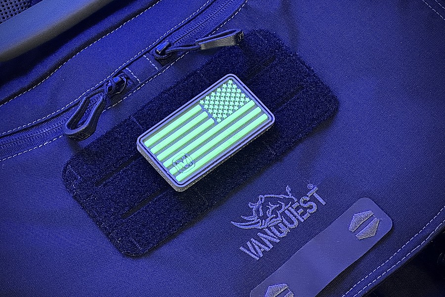 US Flag Glow in the dark patch on ENVOY messenger bag