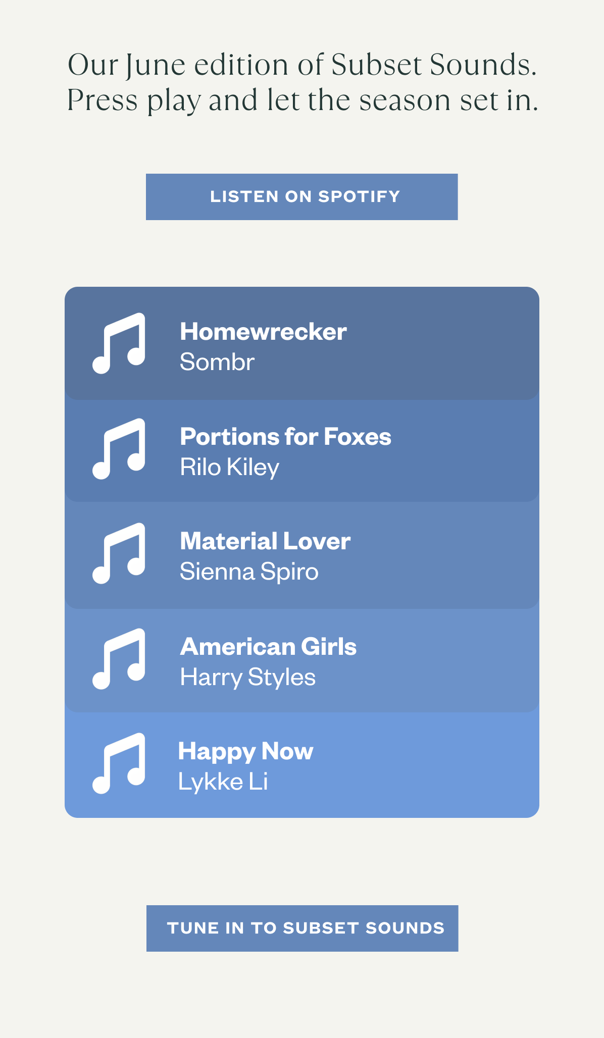 Songs playlist for june