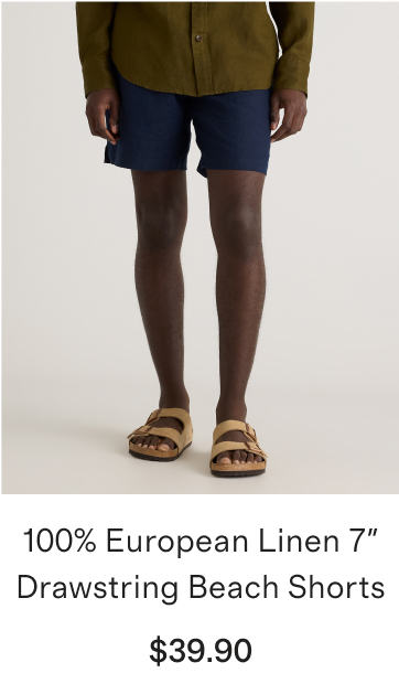 100% European Linen 7 Drawstring Beach Shorts