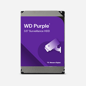 WD Purple 3.5" Surveillance HDD with a security camera icon on a purple label.