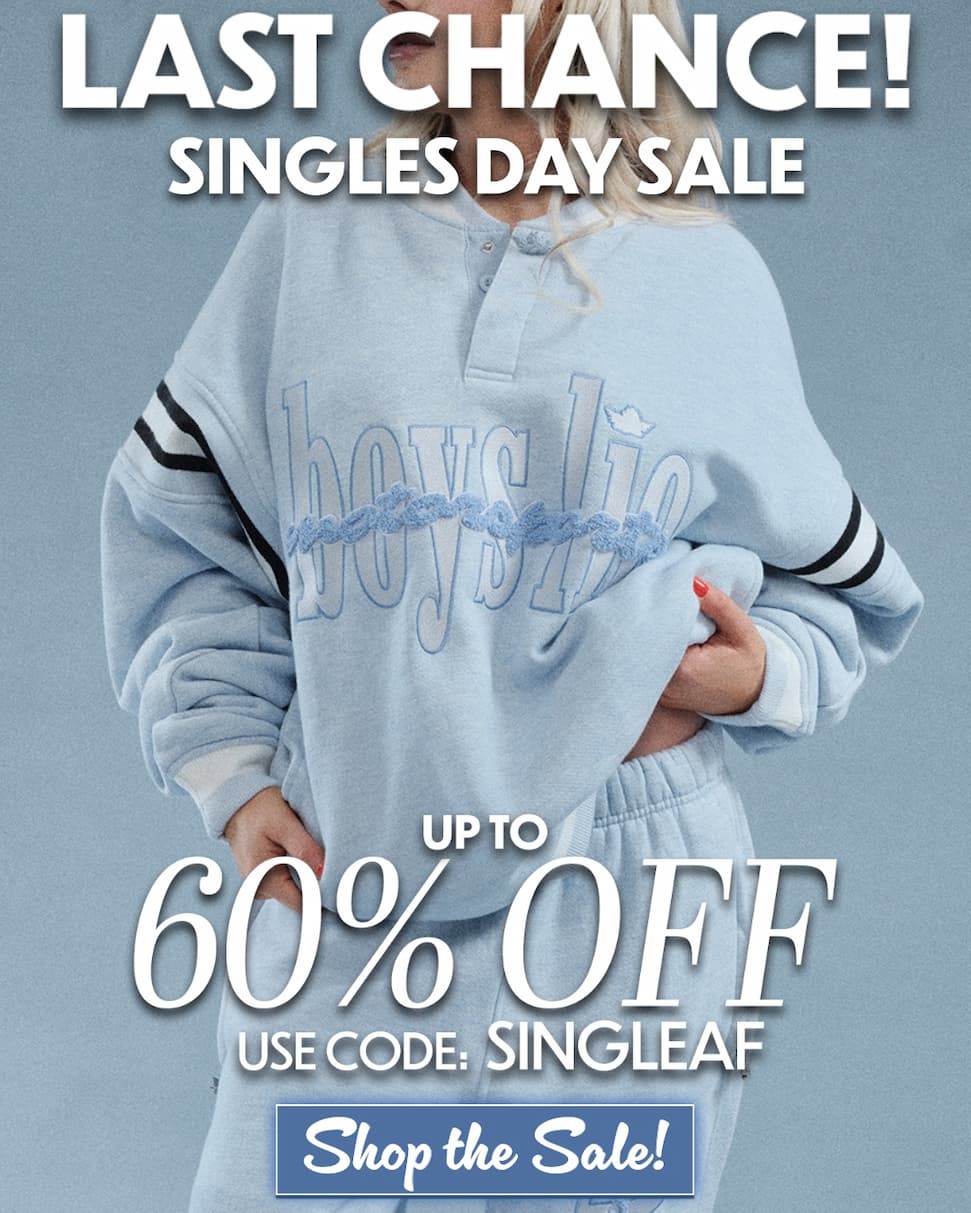 Last Chance! Singles Day Sale Up to 60% OFF USE CODE: SINGLEAF