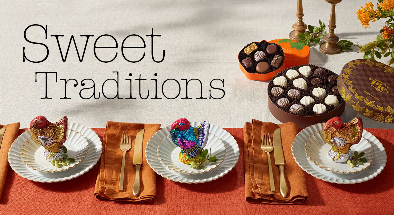 Sweet Traditions - Thanksgiving place settings with Chocolate Turkeys