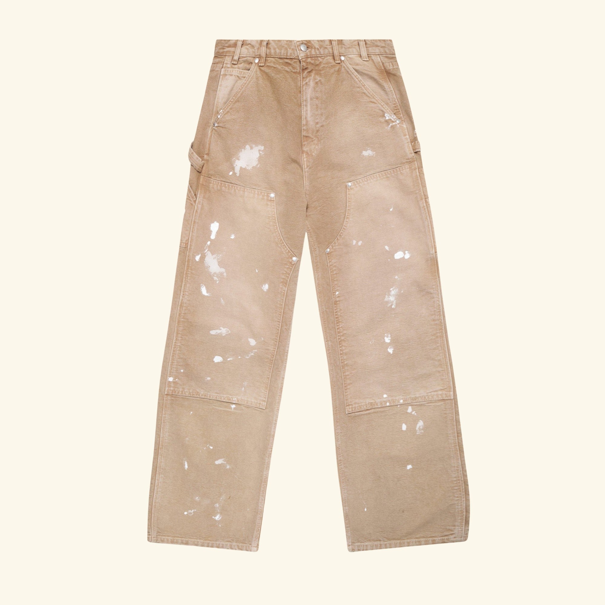 Image of Wide Leg Double Knees Pants (Tan)