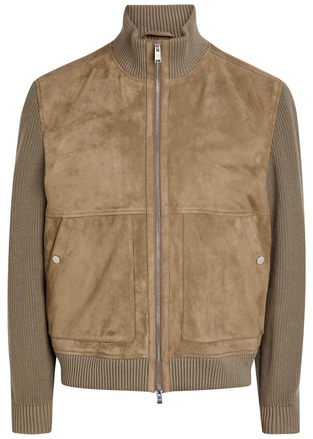 BOSS Maparo suede and knit jacket