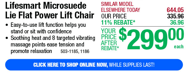 Lifesmart Microsuede Lie Flat Power Lift Chair - Free Shipping To Store!