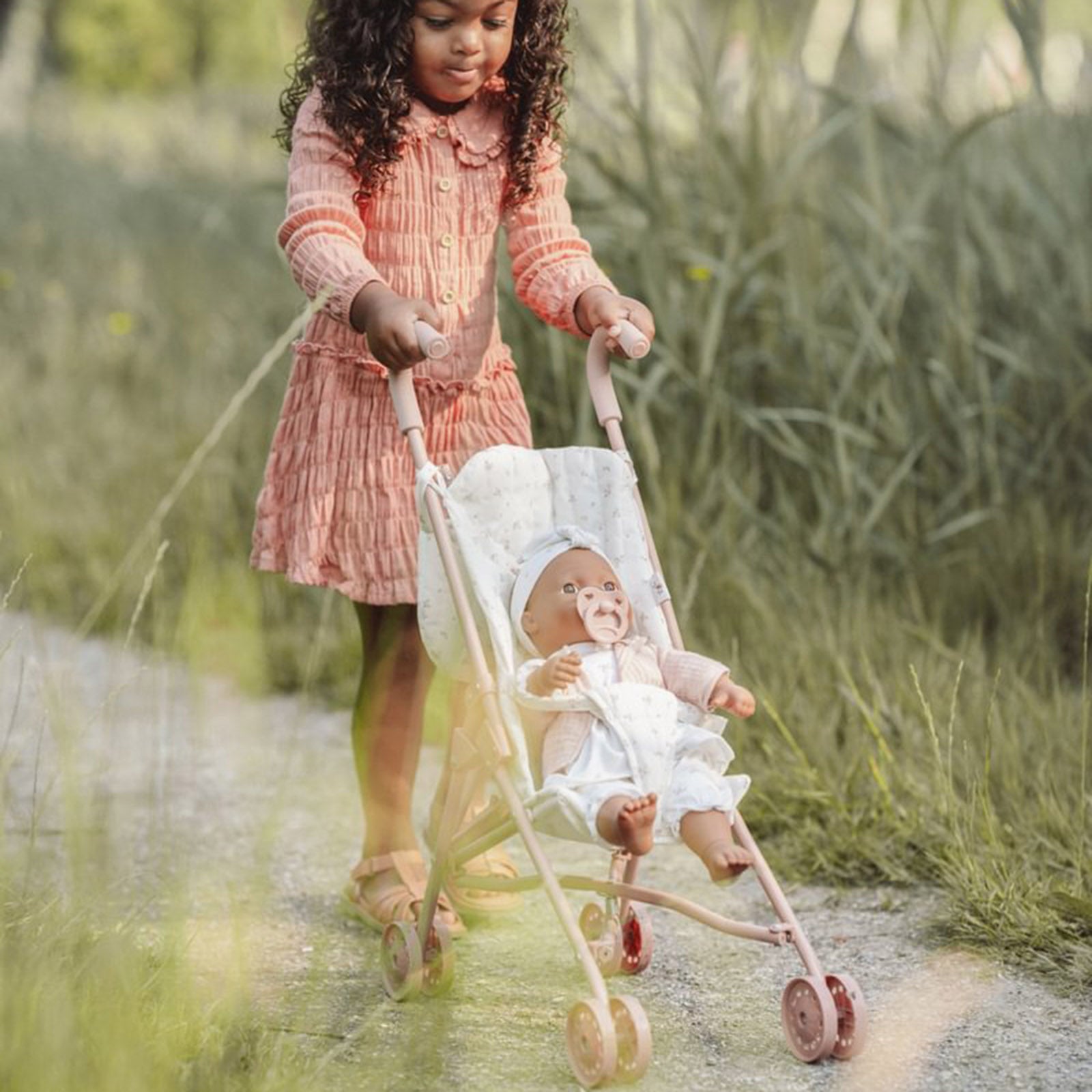 Image of Little Dutch Metal Doll Stroller - White Floral