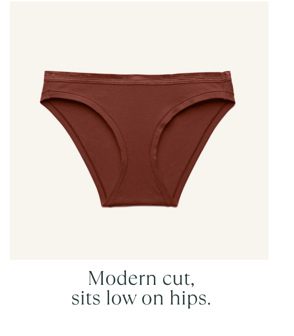 Brown organic cotton underwear with a modern cut that sits low on the hips.