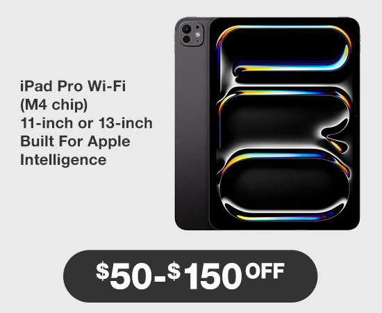 IPad pro wi-fi M4 chip 11-inch or 13-inch built for apple intelligence $50 to $150 OFF