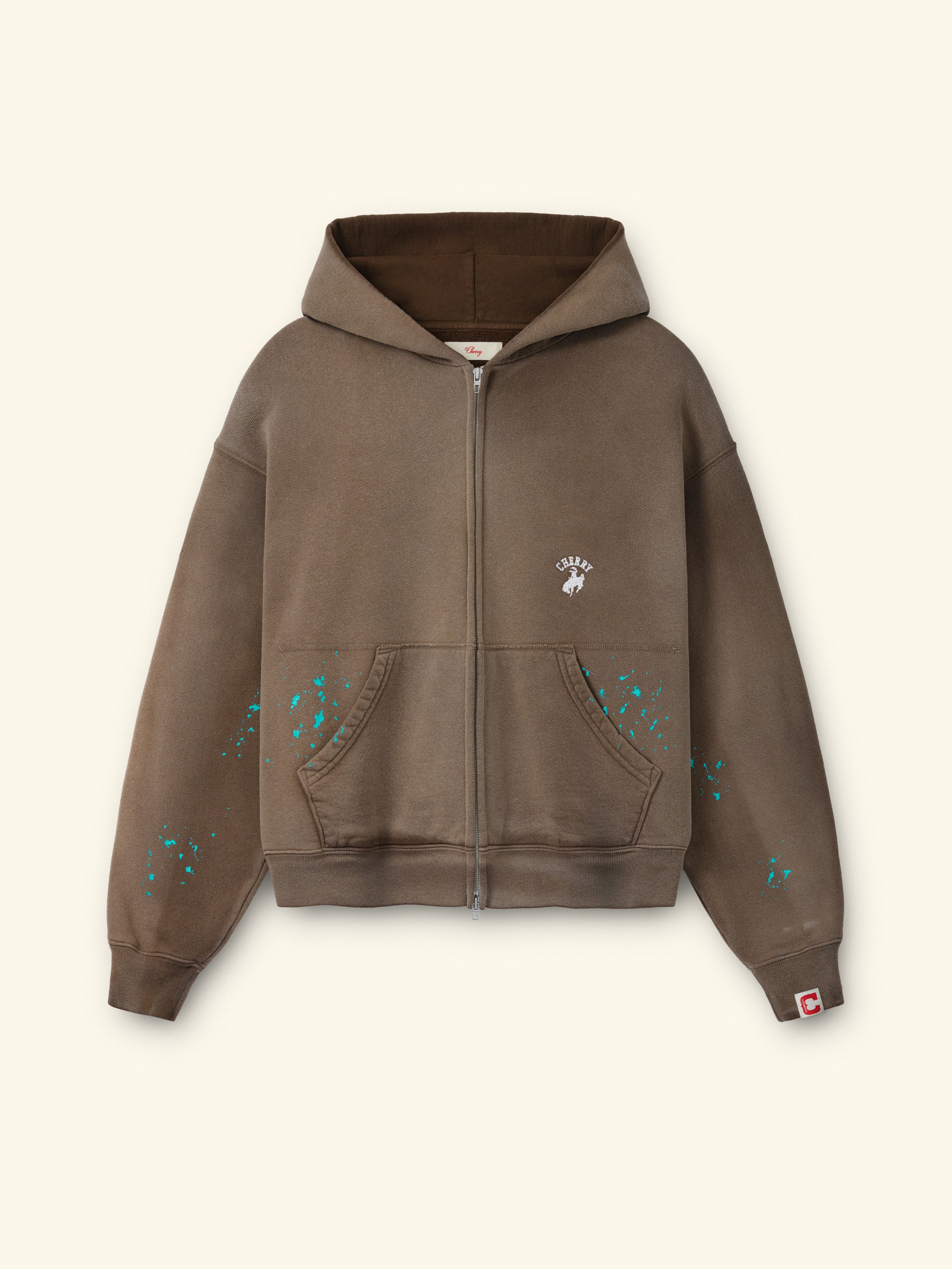 Image of Western Athletic Zip Up Hoodie (Brown)