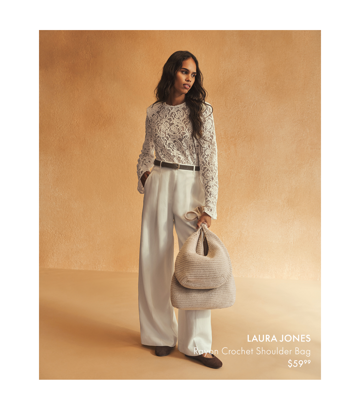 Laura Jones Rayon Crochet Shoulder Bag