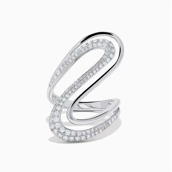 14K White Gold Diamond Open S-Curve Statement Ring