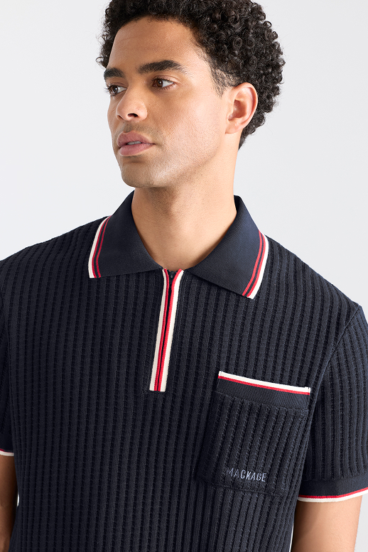 ESTABAN Crochet Knit Quarter-Zip Polo Shirt