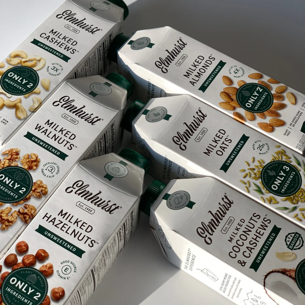 Variety of Plant Milk flavors made from different nuts