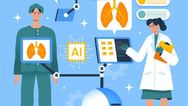 Illustration of AI being used in healthcare