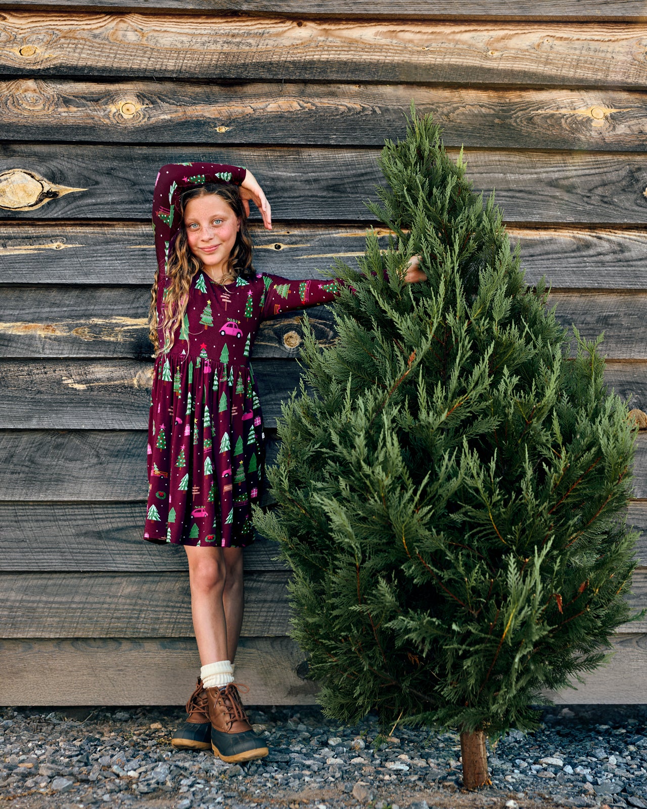 Image of Cranberry Tree Traffic Bow Back Skater Dress