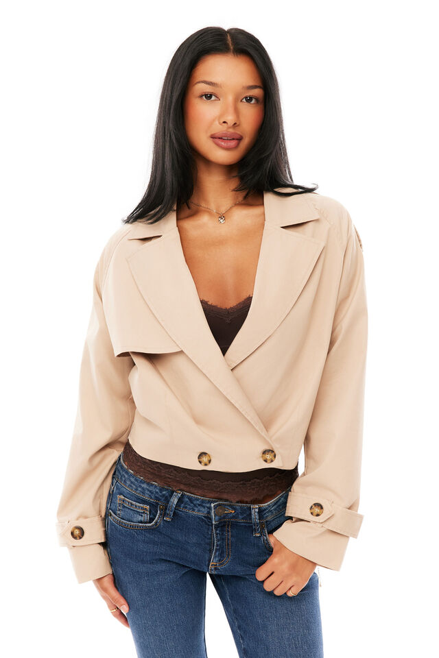 Violet Trench Bomber Jacket $80