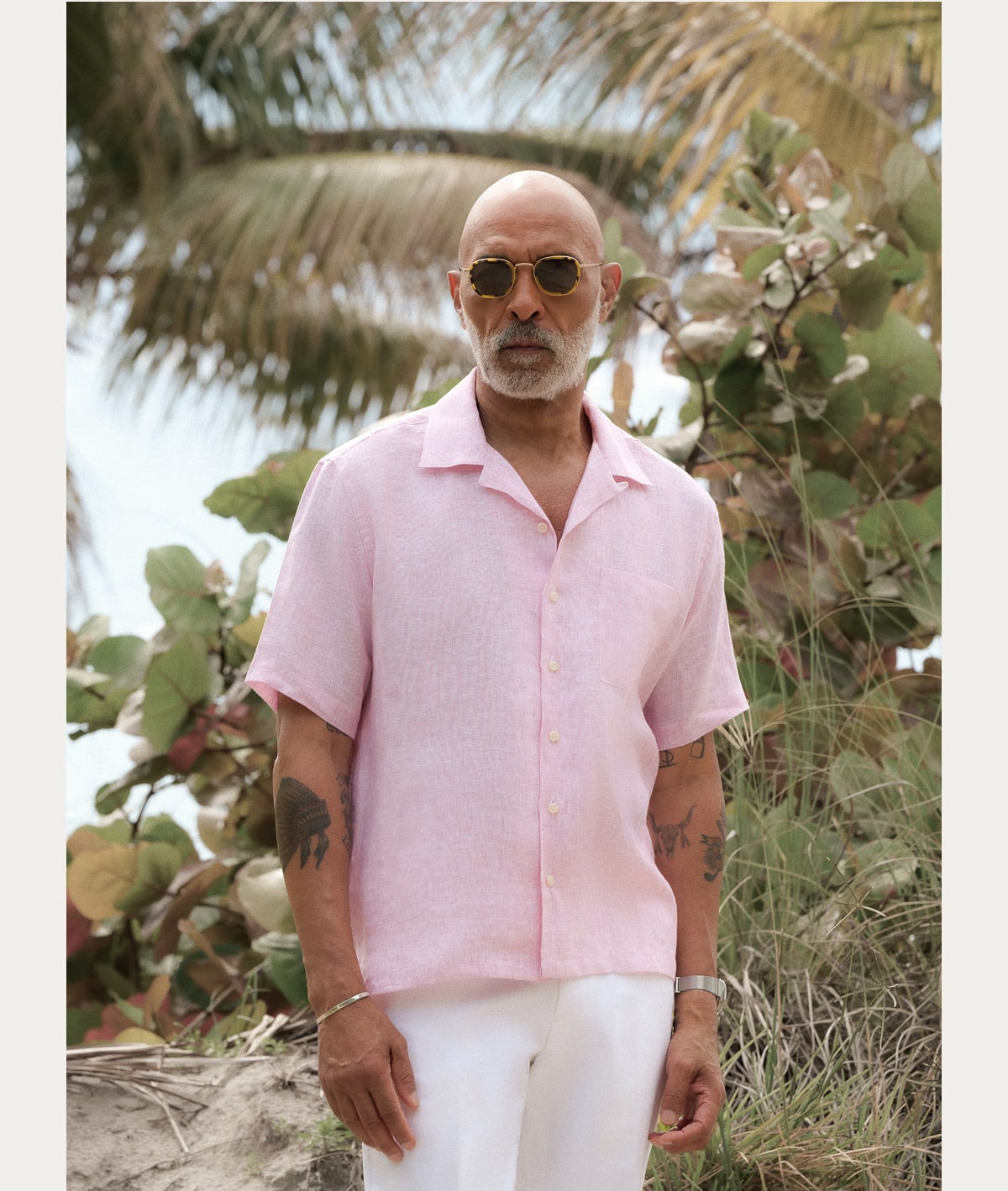 Faded Red Irish Linen Camp Shirt