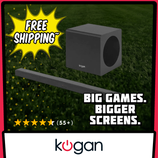 Kogan 2.1 Channel 225W Dolby Slim Soundbar with Wireless Subwoofer Product Image
