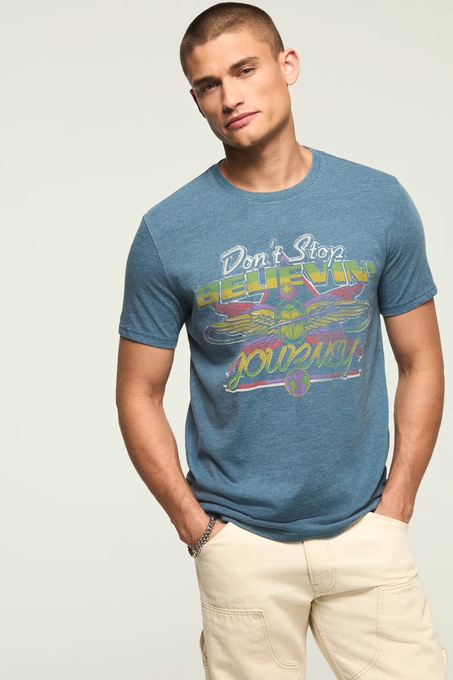 Image of Lucky Brand Journey Believin Tee - Men's Clothing Tops Shirts Tee Graphic T Shirts in Real Teal