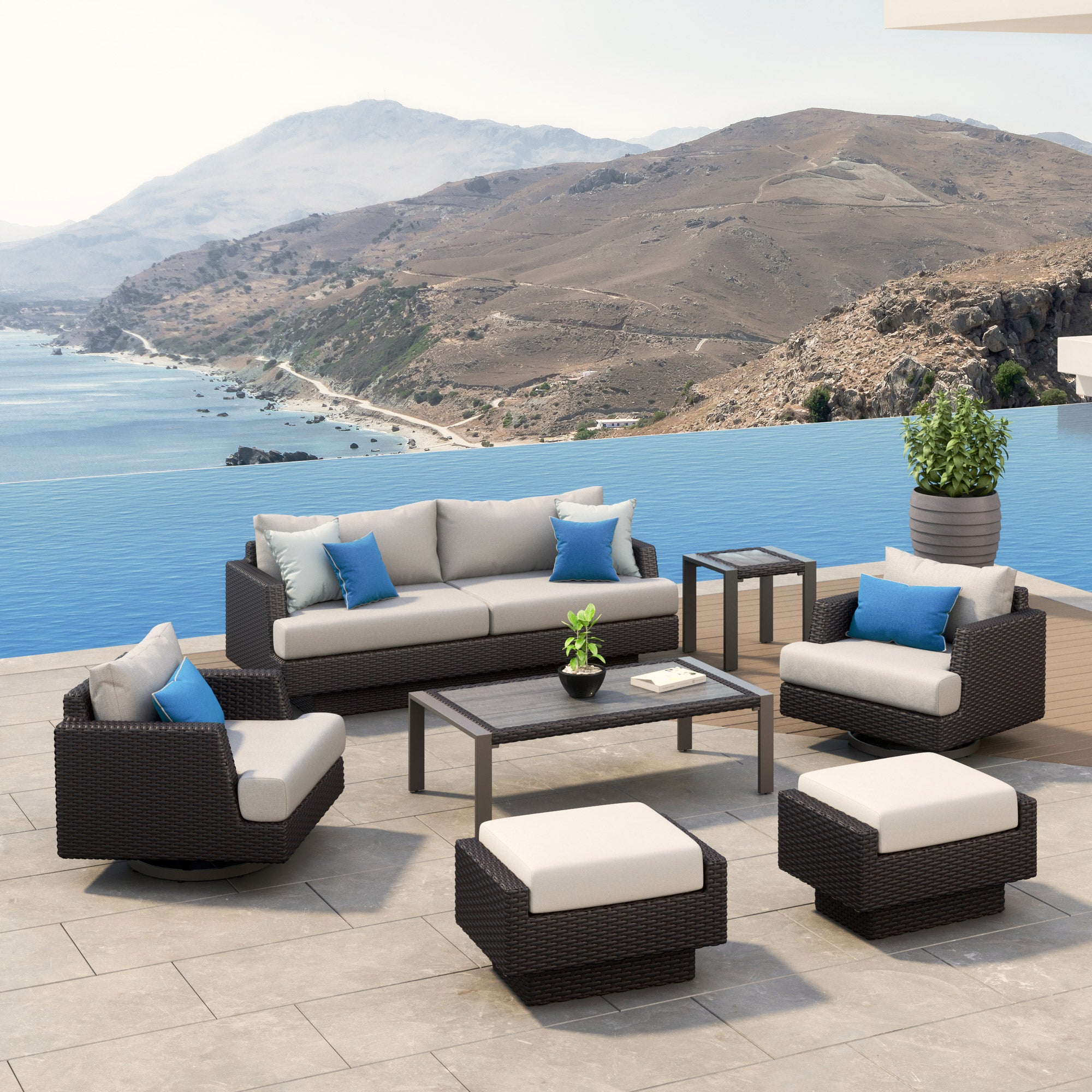 Portofino Repose 7-Piece Outdoor Patio Motion Seating Set
